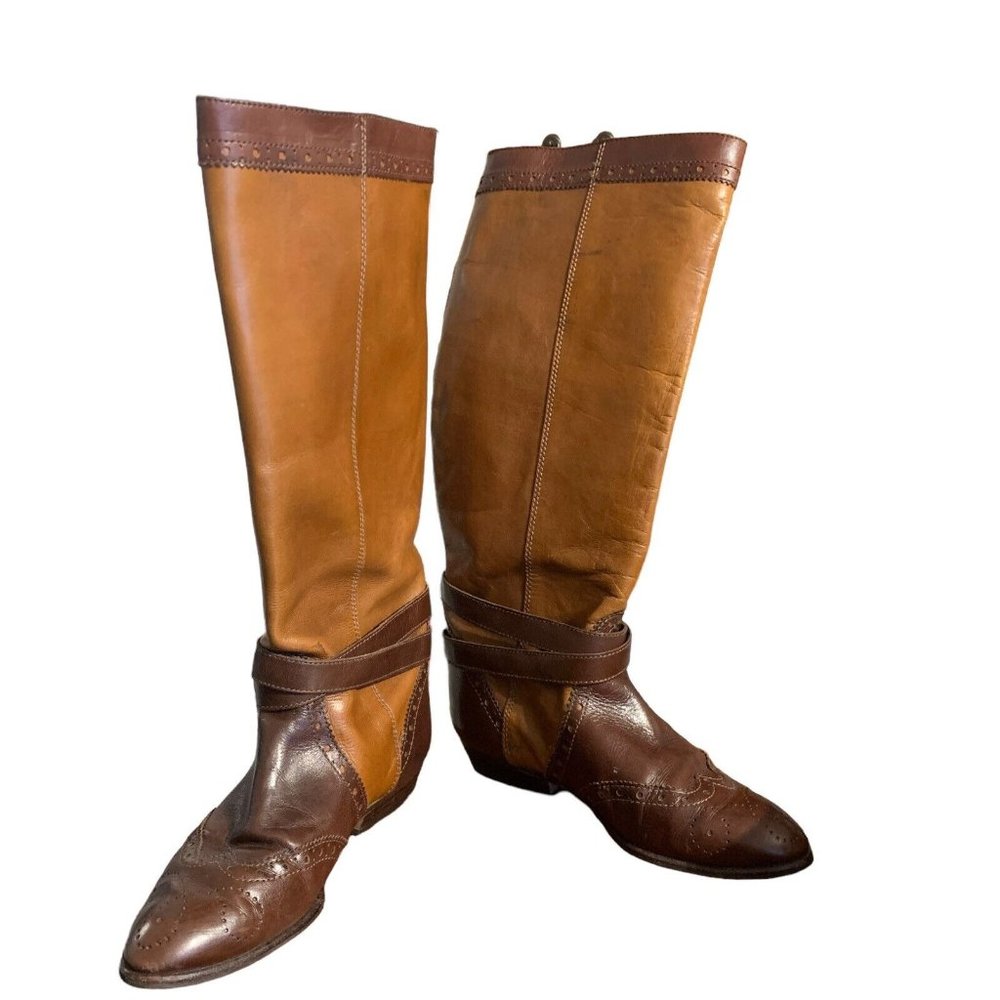 Enzo Angiolini Women’s Brown Tall Riding Slip on Flat Boots Size 7.5